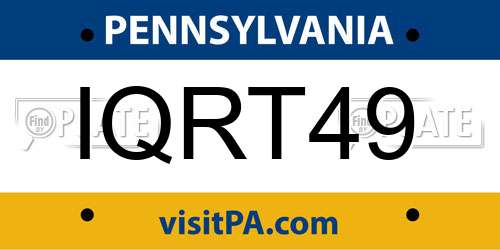 IQRT49 Pennsylvania License Plate