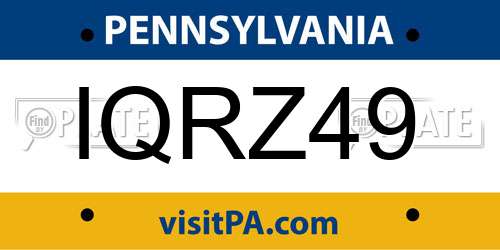 IQRZ49 Pennsylvania License Plate
