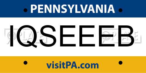 IQSEEEB Pennsylvania License Plate