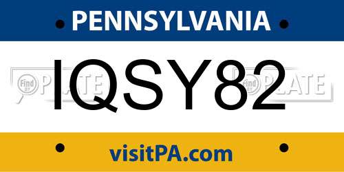 IQSY82 Pennsylvania License Plate