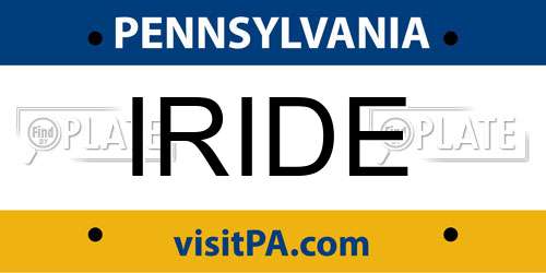 IRIDE Pennsylvania License Plate