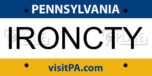 IRONCTY Pennsylvania License Plate