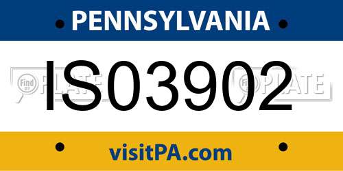 IS03902 Pennsylvania License Plate