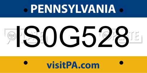 IS0G528 Pennsylvania License Plate