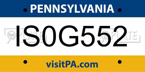 IS0G552 Pennsylvania License Plate