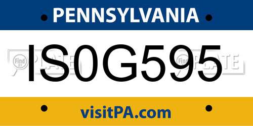 IS0G595 Pennsylvania License Plate
