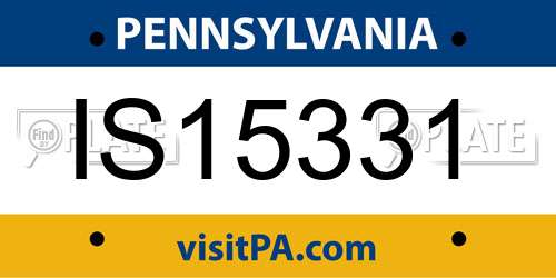 IS15331 Pennsylvania License Plate