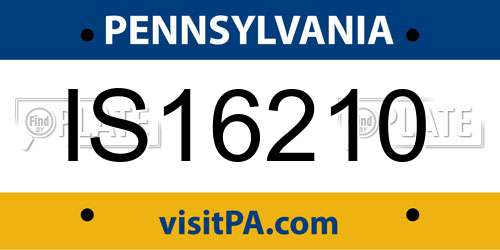 IS16210 Pennsylvania License Plate