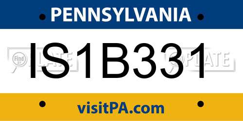 IS1B331 Pennsylvania License Plate