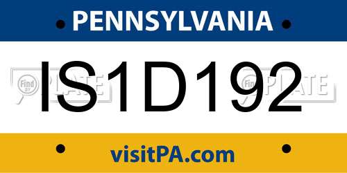 IS1D192 Pennsylvania License Plate