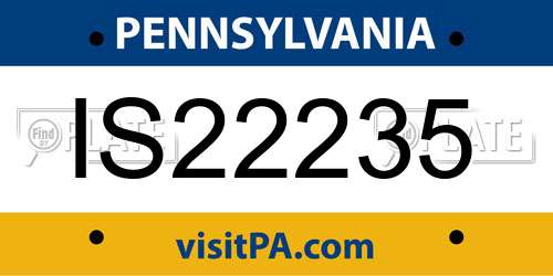IS22235 Pennsylvania License Plate