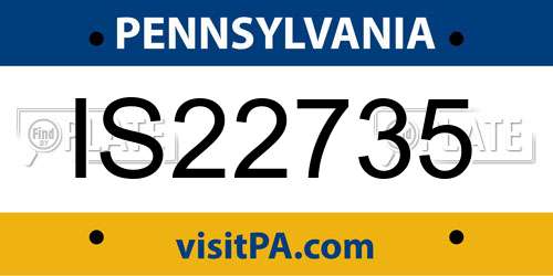 IS22735 Pennsylvania License Plate