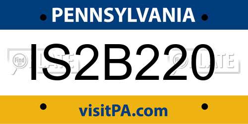 IS2B220 Pennsylvania License Plate