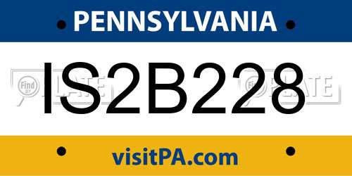 IS2B228 Pennsylvania License Plate