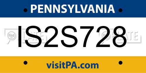 IS2S728 Pennsylvania License Plate