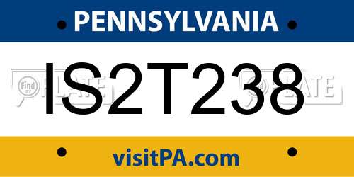 IS2T238 Pennsylvania License Plate