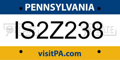 IS2Z238 Pennsylvania License Plate