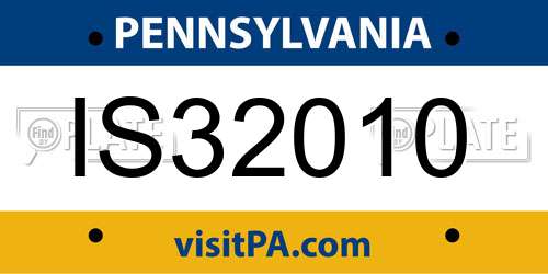 IS32010 Pennsylvania License Plate