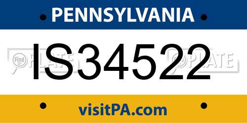 IS34522 Pennsylvania License Plate
