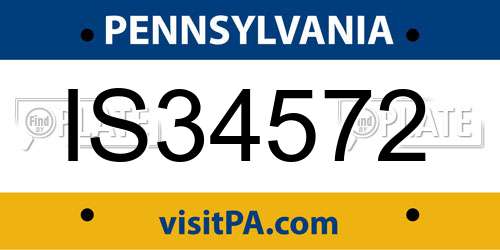 IS34572 Pennsylvania License Plate