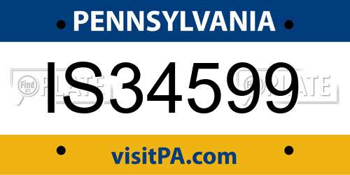 IS34599 Pennsylvania License Plate
