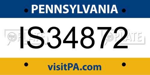 IS34872 Pennsylvania License Plate