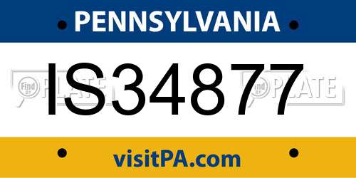 IS34877 Pennsylvania License Plate