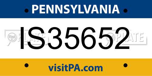 IS35652 Pennsylvania License Plate