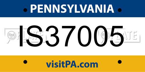 IS37005 Pennsylvania License Plate