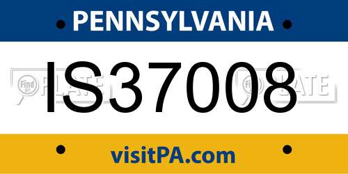 IS37008 Pennsylvania License Plate