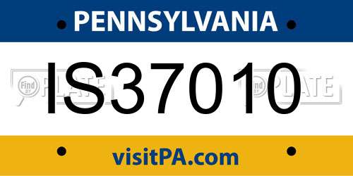 IS37010 Pennsylvania License Plate