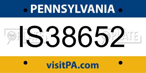 IS38652 Pennsylvania License Plate