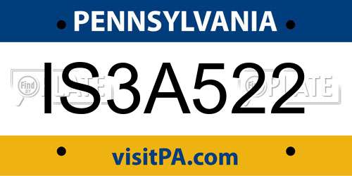 IS3A522 Pennsylvania License Plate
