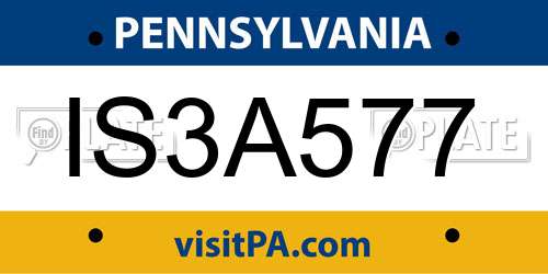 IS3A577 Pennsylvania License Plate