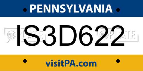 IS3D622 Pennsylvania License Plate