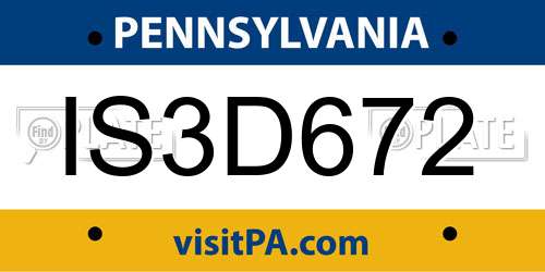IS3D672 Pennsylvania License Plate