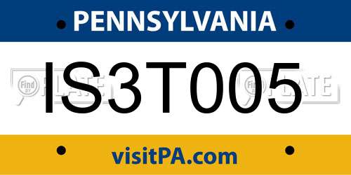 IS3T005 Pennsylvania License Plate