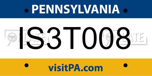 IS3T008 Pennsylvania License Plate