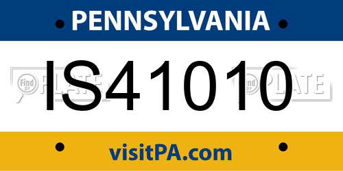 IS41010 Pennsylvania License Plate