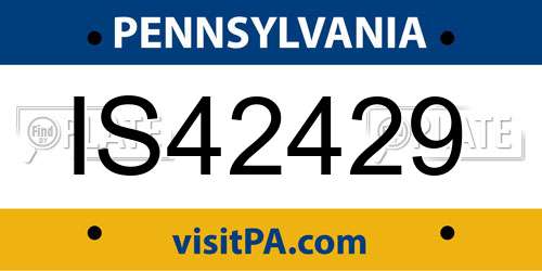 IS42429 Pennsylvania License Plate