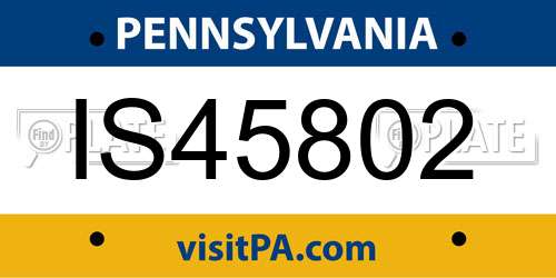 IS45802 Pennsylvania License Plate