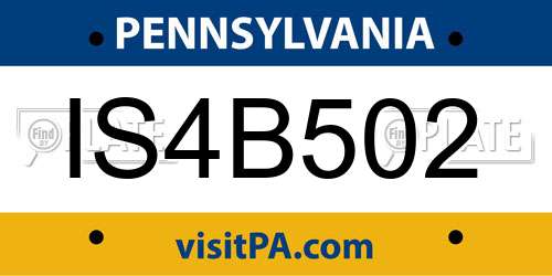 IS4B502 Pennsylvania License Plate