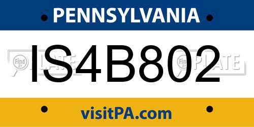 IS4B802 Pennsylvania License Plate