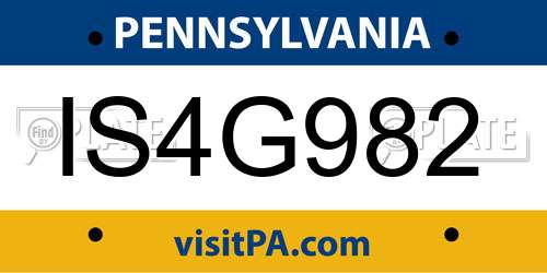 IS4G982 Pennsylvania License Plate