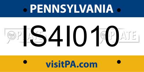 IS4I010 Pennsylvania License Plate