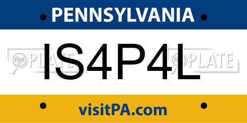 IS4P4L Pennsylvania License Plate