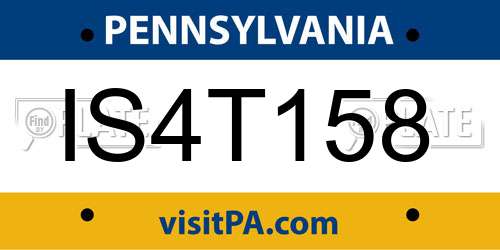 IS4T158 Pennsylvania License Plate