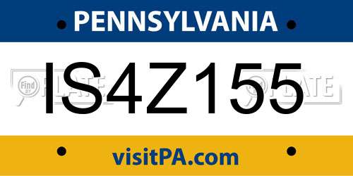 IS4Z155 Pennsylvania License Plate