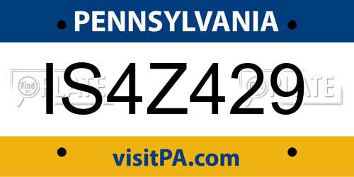 IS4Z429 Pennsylvania License Plate