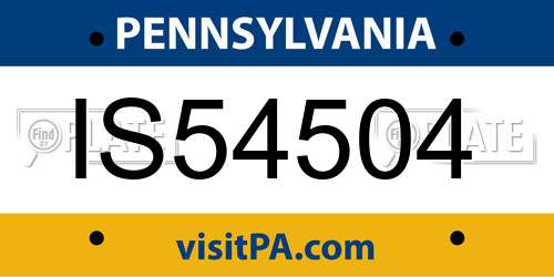 IS54504 Pennsylvania License Plate